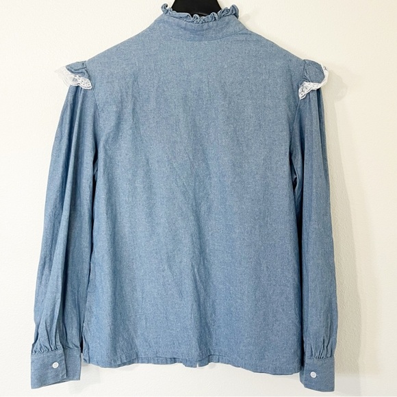 Petersyn Blue Button Down Shirt with White Lace - Picture 5 of 5